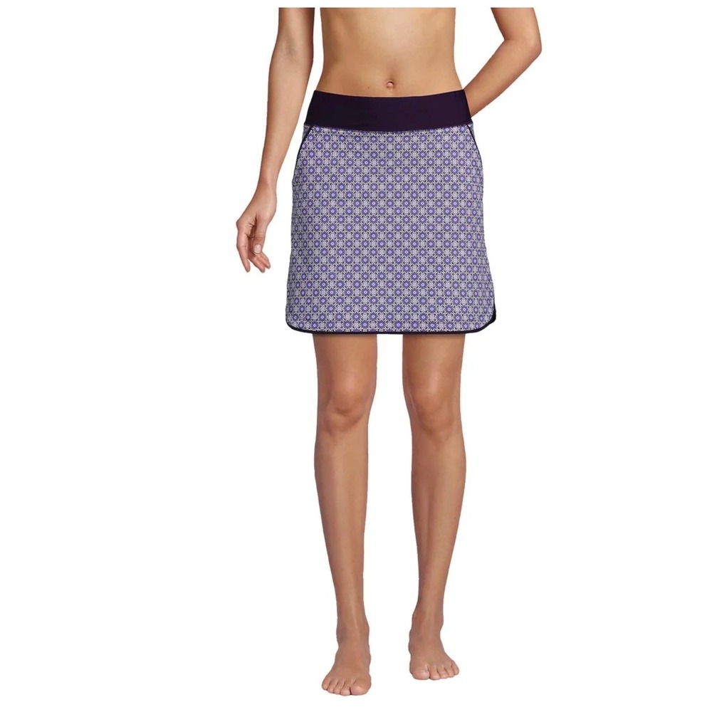 Lands' End Skort Womens 14P Purple Geometric Print Active Athletic Golf Tennis